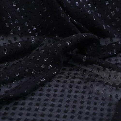 114CM Wide 10MM Dots Burnt-out Black Gray Silk Rayon Fabric for Autumn and Winter Dress Coat Jacket B240