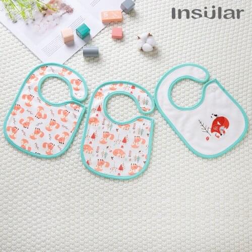 3Pcs 10 Types Baby Bibs 100% Cotton Drooling Teething Feeding Bib Absorbent With Snap Button Newborns Infant Toddlers for 0-36M