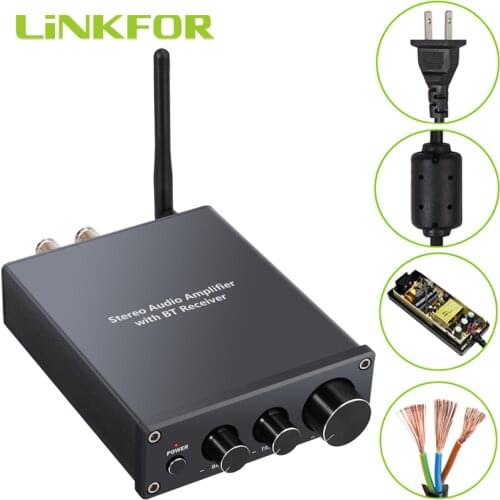LiNKFOR Home Hi-Fi integrated Amp Bluetooth 4.2 Receiver Stereo Audio Amplifier Certified aptX Low Latency 2 Channel Speaker 50W