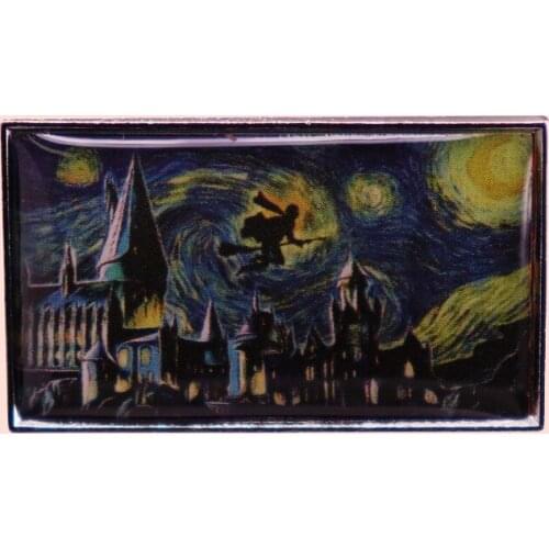 ZF3174 Van Gogh Starry Sky Magician Clothing Accessories Enamel Pin Brooch Creative Cartoon Denim Coat Lapel Badge Jewelry Gift