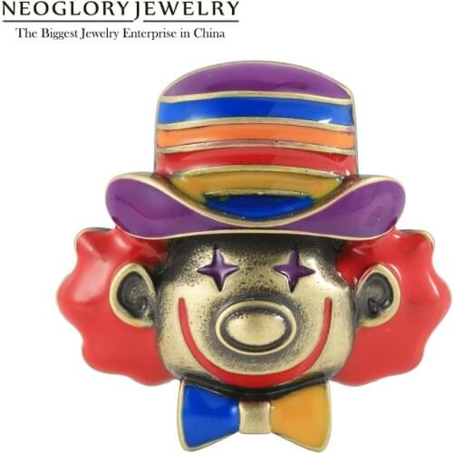 Neoglory Vivid Lucky Enamel Clown Brooches For Women Funny Colourful Pins For Cosplay Cloth Accessories Gifts & Souvenir