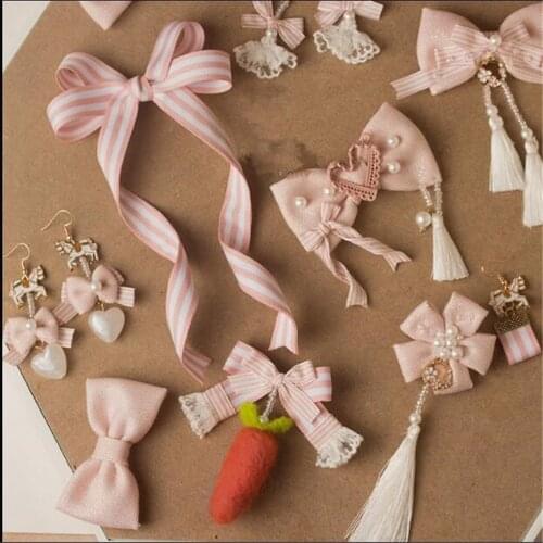 Maiden pink Lolita bowknot hairpin Fairy Cosplay Lolita KC hairband hair side clip Princess jewelry accessories B994