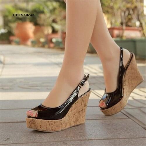 CDTS Small Yards:30 31 32 33-Plus:43 Brand Ladies wedges sandals high heels platform Ankle Strap shoes woman wedding pumps