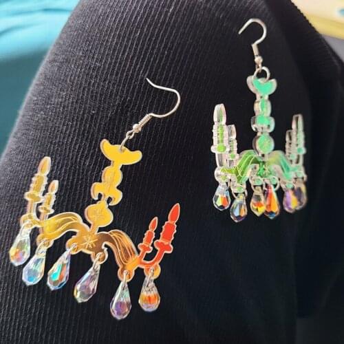 Women Punk Earrings crystal chandelier Pandent Earrings Charm Hip Hop Girls Gift Cute Hook acrylic jewelry Evening Party Earring
