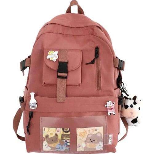 Girls Female High College Student Black Book Bags Rucksack Fashion Women Backpack Waterproof For Teenager Schoolbag