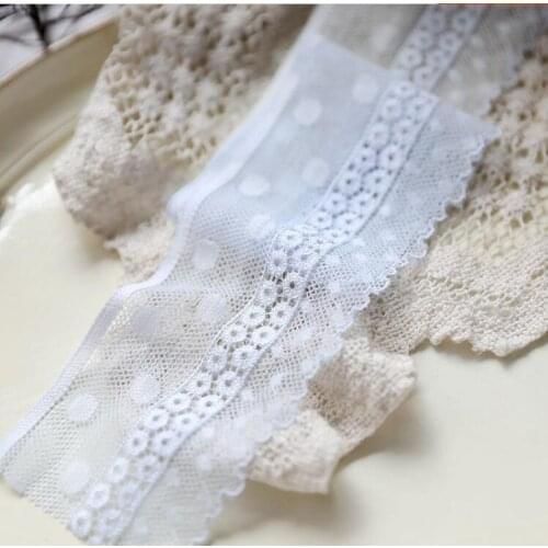 10 meters wholesale high quality beautiful light blue embroidered Elastic lace ribbon trim decorative diy 6.5cm width