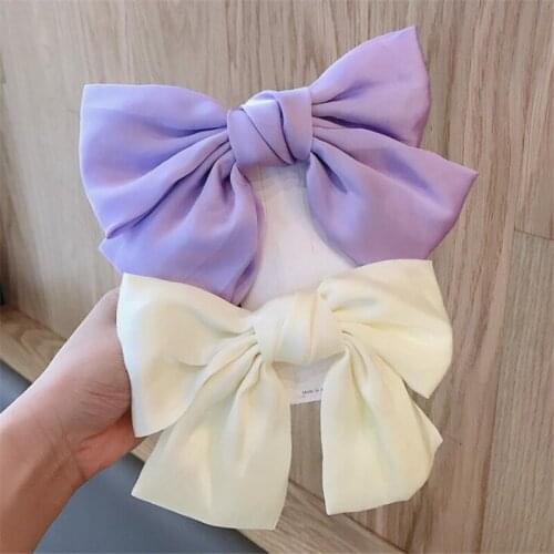 Popular Women Large Satin Fabric Bowknot Hair Barrettes Big Girls Bow Hairgrips Lady Hair Clip Bow Gift for Her