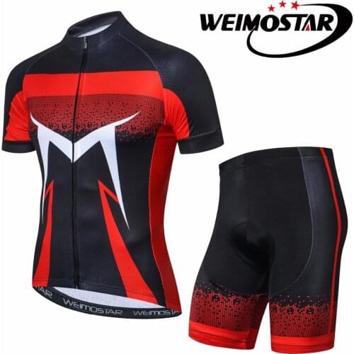 2018 Weimostar Summer red Cycling Jersey Set MTB Ropa Ciclismo Bicycle Clothes Road Roupa Cycling Clothing Bike Jersey Sets