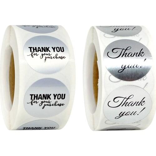 25mm Round Silver Sticker Gift Box Packaging Sealing Sticker Thank You Holiday Wedding Party Decoration Baking Birthday Label