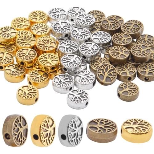 60pcs Antique Tree of Life Beads Mixed Loose Spacer Bead DIY Handmade Accessories for Necklace Bracelet Jewelry Making, 3 Colors