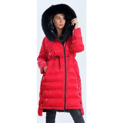 9ThWave 2020 yeni lüks rakun derisi yaka mikrojel kadın kaban soğuk geçirmez ceket su geçirmez kumaş kadın kaban TXK-014