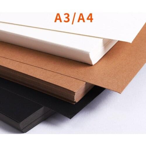 A3 A4 Black Paper Cards Thick White Cardboard Sketching DIY Craft Business Card Making Printing Cardboard 80g-450g