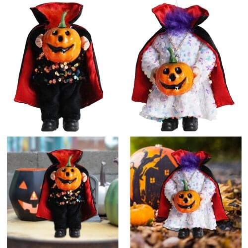 Halloween Headless Pumpkin Doll Ghost Figurine Statue Ornament for Halloween Indoor Home Garden Party Props Decor Kids Gifts