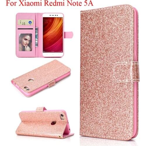 Hand string Shining Glitter Wallet Cover for Xiaomi Redmi Note 5A Drop Resistance Pouch Shell Skin RedmiNote5A Case Capa Founda