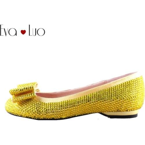 CHS999 Custom Made Yellow Crystal Women Flat Shoes Bridal Wedding Shoes Dress Shoes Ballet Flats