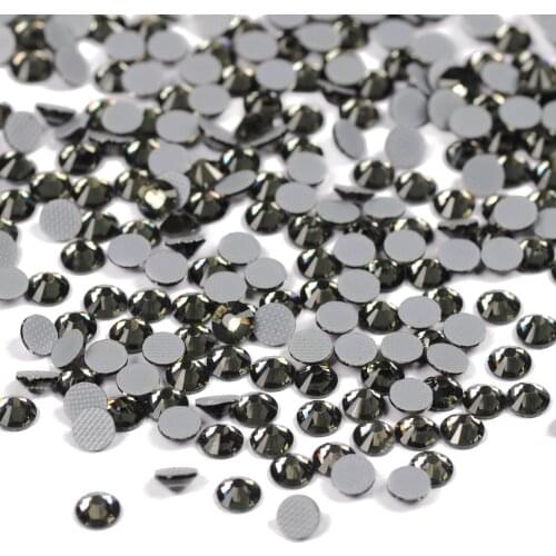 High Quality 5A Flatback Hotfix Rhinestones ss6-ss30 Black diamond Adhesive Iron On Stones for bags shoes garment