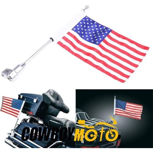 Motorcycle Decorative Rear Mount Flag Pole Adjustable Mounting Bracket American US USA Flag For Honda Golden Wing GL1800 GL1500
