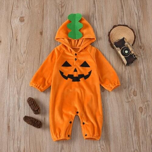 Infant childrens Halloween pumpkins jumpsuit climb clothes men and women