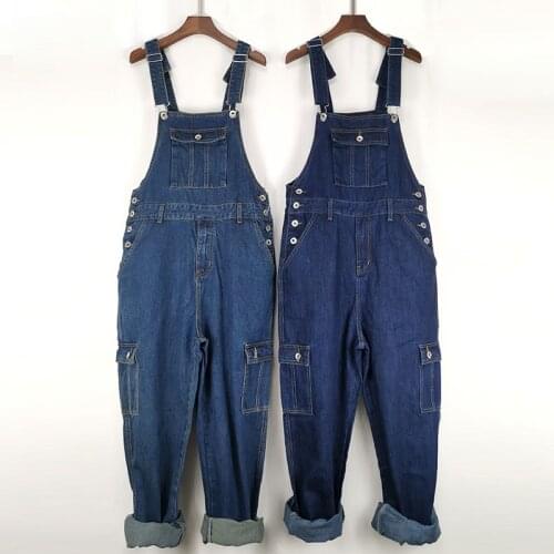 Mens Denim Overalls Mens Overalls Jumpsuit Multi-Pocket Strap Straight Pants Blue Jeans More sizes 30-48 50 Jeans Men