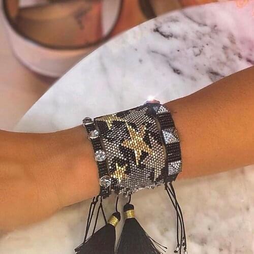 BLUESTAR Women Bracelet Fashion Chic Star Pulseras Mujer Moda Femme Crystal Bracelets Handmade Tassel Armband