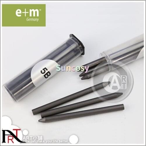 E+m HB/5B Graphite Refill 6 Pcs/Tube, Diameter of Lead Is 5mm, for Use with Clutch Pencils, 6 Pieces In A Plastic Tube