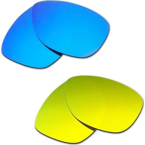 HKUCO For Jupiter Sunglasses Replacement Polarized Lenses 2 Pairs Blue&Gold