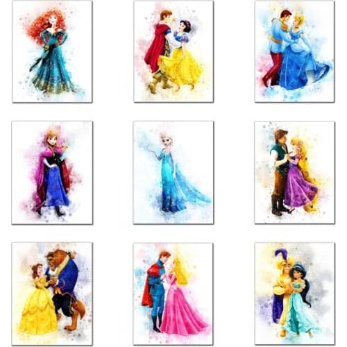 Disney Beauty Princess Picture Canvas Painting Cartoon Figure Posters and Prints Cusdros for Children Room Wall Decoration