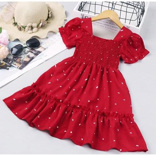 Fashion Summer Sweet Outfits Girls Princess Dot Polka Dress Kids Children Baby Short Sleeve Casual Dresses Vestidos S12392