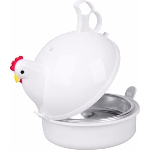 Stainless Steel Chicken Shaped Microwave 4 Eggs Boiler Cooker Egg Poachers