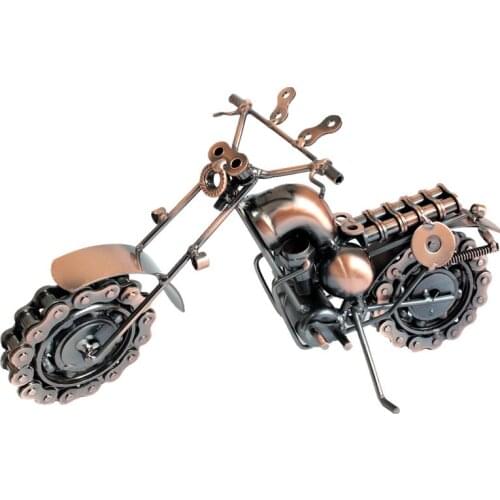 21cm Motorcycle Model Retro Motor Bronze Handmade Motor Metal Decoration Prop Vintage Home Decor Kid Toy Figurine Iron Boy Gift