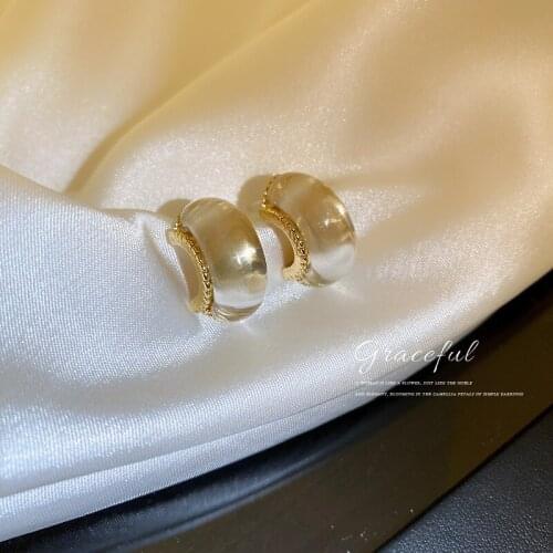 Fashion C Shape Opal Stud Earrings for Women Luxurious Gem Earrings Female Elegant Ear Studs Trendy Jewelry Delicate Earrings