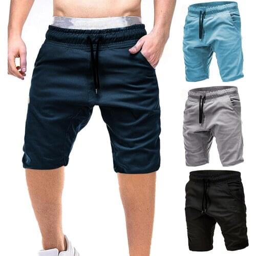 Men Sporty Shorts Solid Color Drawstring Pockets Cotton Knee-length Trousers Drawstring Pockets Comfortable to Wear pants