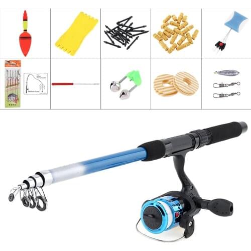 1.8m Fishing Rod Reel Line Combo Full Kits Spinning Reel Pole Set with Carp Fishing Lures Fishing Float Hook Swivel Etc Tool