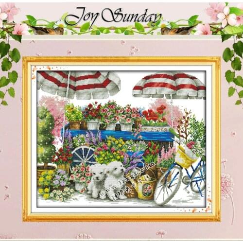 Sunny flower shop Counted Cross Stitch 11CT 14CT Cross Stitch Set Wholesale scenery Cross-stitch Kit Embroidery Needlework