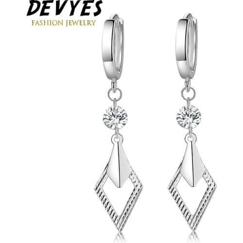 New Geometric Rhombic Long Earrings Female Simple Crystal Diamond Ins Personalized Ear Buckles Fashion Jewelry for Party Wedding