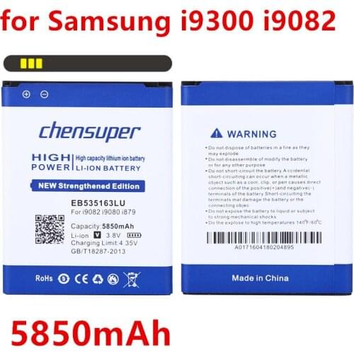 New chensuper 5850mAh EB535163LU Mobile Phone Battery For Samsung Galaxy Grand DUOS , i9128E i9128i i879