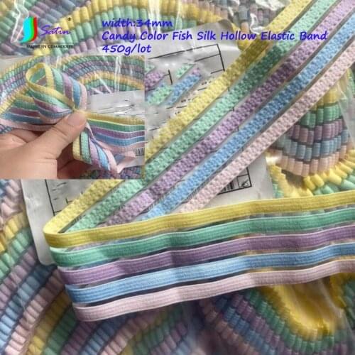 Wholesale High Quality 34mm Candy Color Fish Wire Hollow Elastic Band Baby Adult Underwear Skirt Coat Decorative Elastic Band
