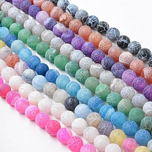 Wholesale Mix Frosted Agates Onyx Round Loose Beads for Jewelry Making 15 Inch Pick Size 8 Mm Diy Bracelet Necklace