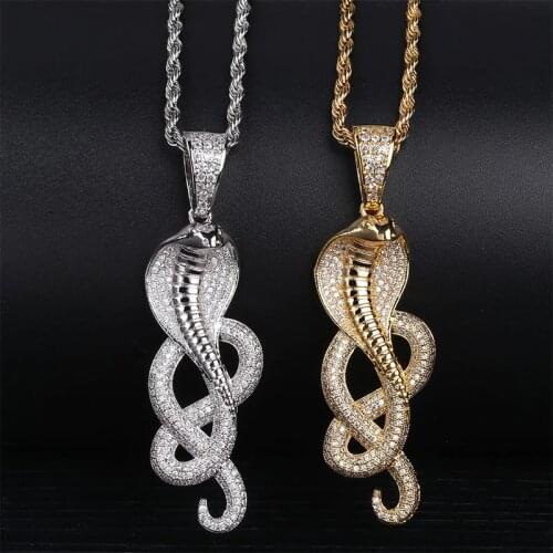 TOPGRILLZ Animal Snake Necklaces Pendant 4mm Tennis Chain Gold Silver Color Bling Cubic Zircon Mens Hip hop Iced Out Jewelry