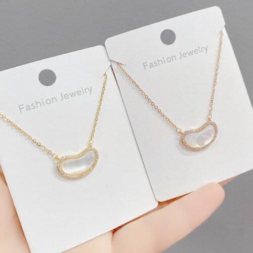 Trendy Simple Shiny Zircon Shell Geometric Pendant Necklace Women Party Temperament Elegant Fashion Jewelry Gifts Clavicle Chain