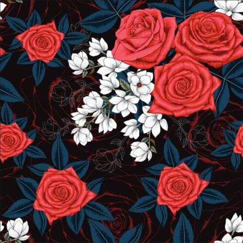 100% polyester stretch fabric dress high-end flower 3D flower printing fabric diy clothing shirt bedding patchwork M
