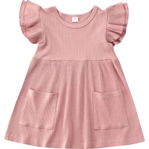 1-4Y Toddler Baby Kid Girls Knitted Ruffles Dress Summer Children Girls A line Dress Costumes