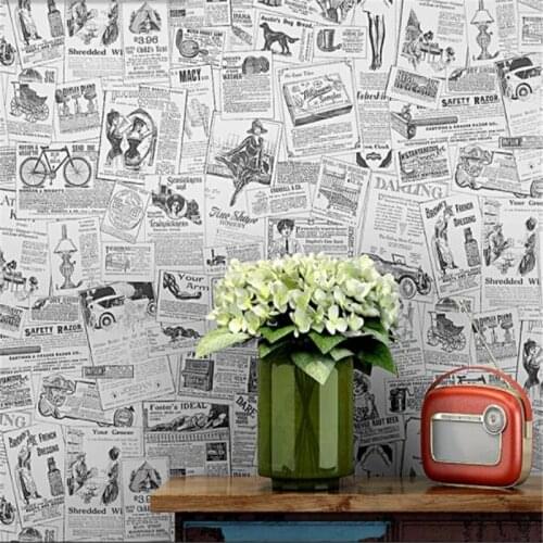 Poster Wallpaper English Alphabet Retro Vintage Personality Fashion Shop Decoration Clothing Store Study Old Newspaper Wallpaper