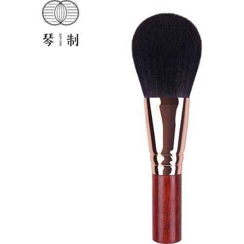 QINZHI Professional Handmade Make Up Brush 118 Flat Round Face Powder Brush Short Handle Soft Silver Fox Hair Makeup Brushes