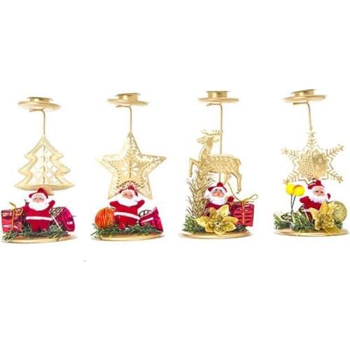 Christmas Candle Iron Candlestick Ornament Desktop Decor Background Home Decor Snowflake Five-pointed Star Christmas Tree elk