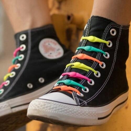 12pcs Silicone Shoelaces No Tie Elastic Shoe laces Rubber Sneakers Shoelace Adults and kids Lazy Laces One size fits all shoes