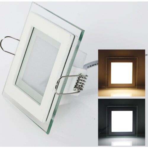 6W/9W/12W/18W Glasses Led Square Panel Recessed Wall Ceiling Downlight AC85-265V White /Cool White Indoor Light