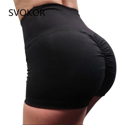 SVOKOR Solid Summer High Waist Women Shorts Sexy Push Up Breathable Shorts Polyester Fold Slim Shorts For Girls 4 Colour