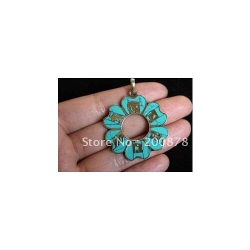 Tibetan JewelryTBP180 Tibetan sunflower amulet charms35mmTibetan OM MANI PADME HUM mantras pendantlow MOQ