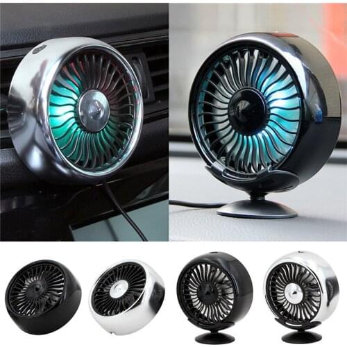 12V Electric Car Fan 360 Degree Rotatable 2 Speed Dual Head Car Auto Cooling Air Circulator Fan for Van SUV RV Boat Auto